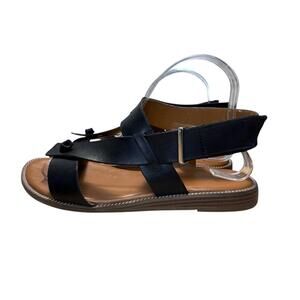 Franco Sarto Glenni Strappy Sandal Women's Sz 8 Black Leather Shoes Minimalist